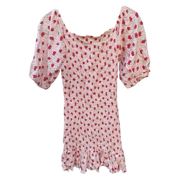 Jessica Simpson Smocked Strawberry Mini Flair Dress I Size: S - Picture 2 of 8